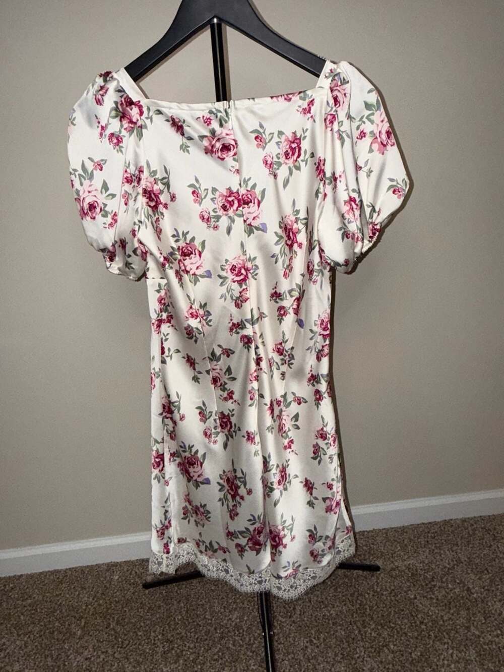 Forever 21 Floral Puff-Sleeve Mini Dress Size M - Picture 4 of 8